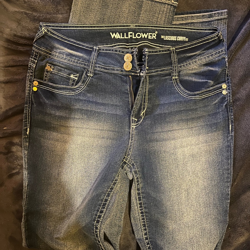 Wallflower Women's Boot Cut Jeans in Blue - Picture 2 of 3